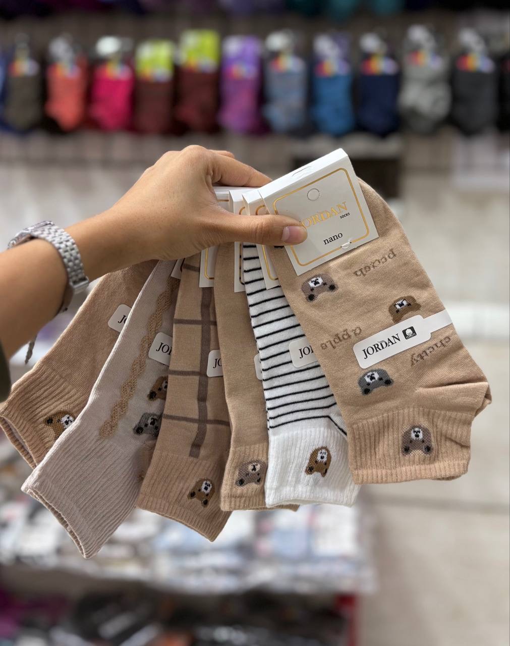 IMG_9944 پک۶تایی نیم ساق تدی راه راه کرم جردن - Image 1