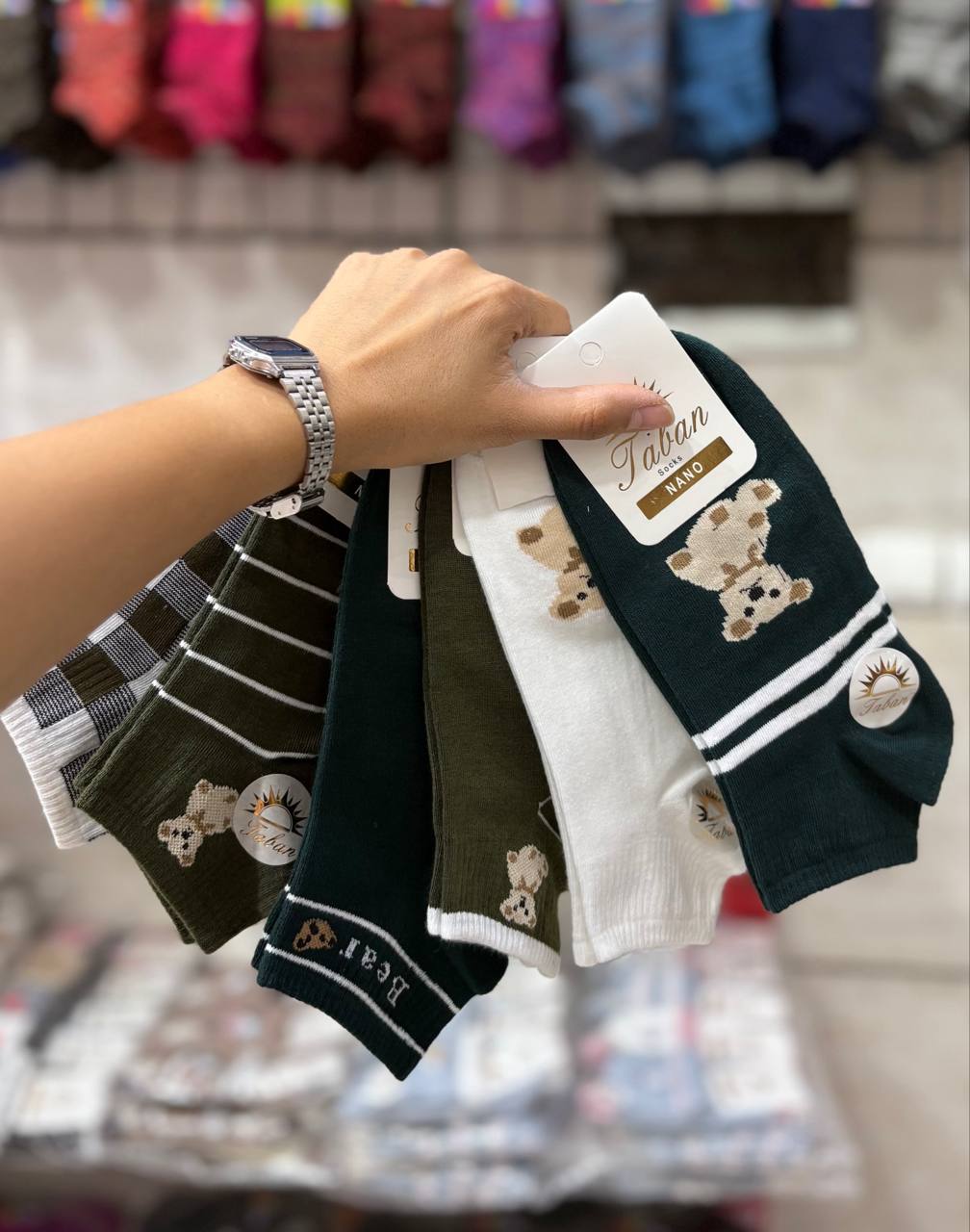 IMG_9985 پک۶ تایی نیم ساق تدی سبزشطرنجی تابان - Image 1